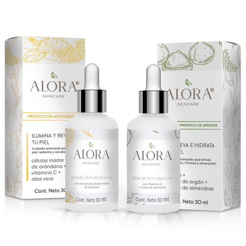 Pack de Sérums Facial – Vitamina C + Retinol – Antioxidante e Hidratante de Día + Suero Nutritivo y Reafirmante de Noche – Ingredientes Naturales – 2x30 ml – Hecho en México